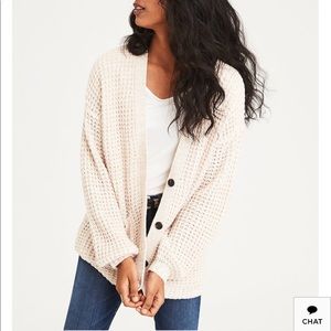 American Eagle Waffle Knit Cardigan Sweater